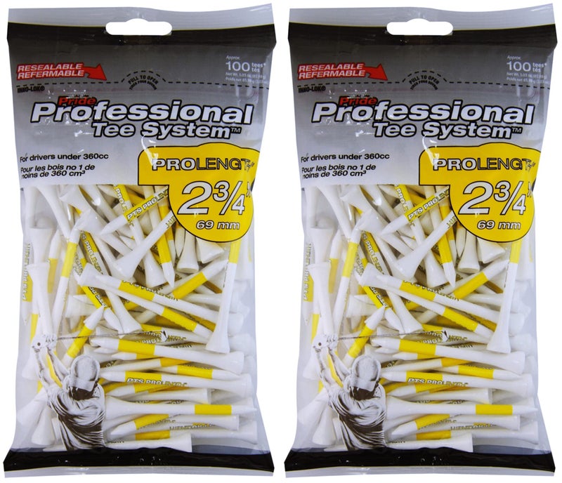 PrideSports Pride Professional Tee System ProLength 2 Â¾" Golf Tees, 100 Count (Pack of 2) - Image 1